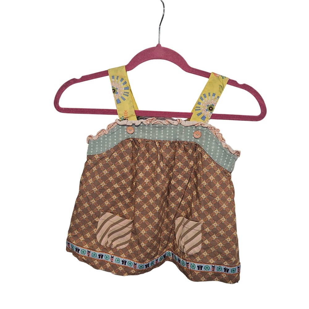 Matilda Jane Girls Brown Mixed Print Ruffle Tank Top‎ Size 8